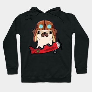 Cute pug is in a vintage plane Hoodie